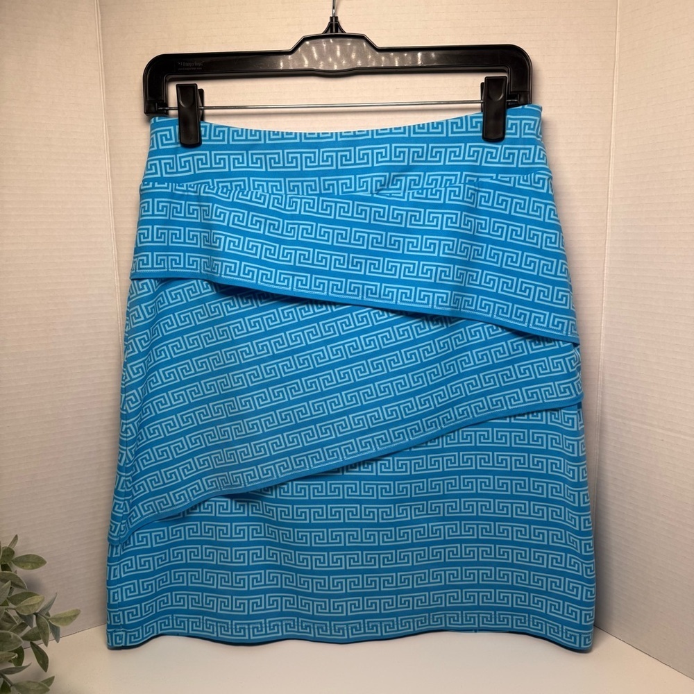 J. McLaughlin Nicola Skirt in Blue & White Geo Print Women's Size Small Catalina